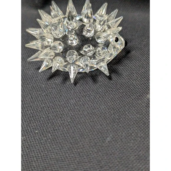 Swarovski Crystal Hedgehog Figurine Spiky Clear w Black Eyes w Box Austria - Picture 4 of 8